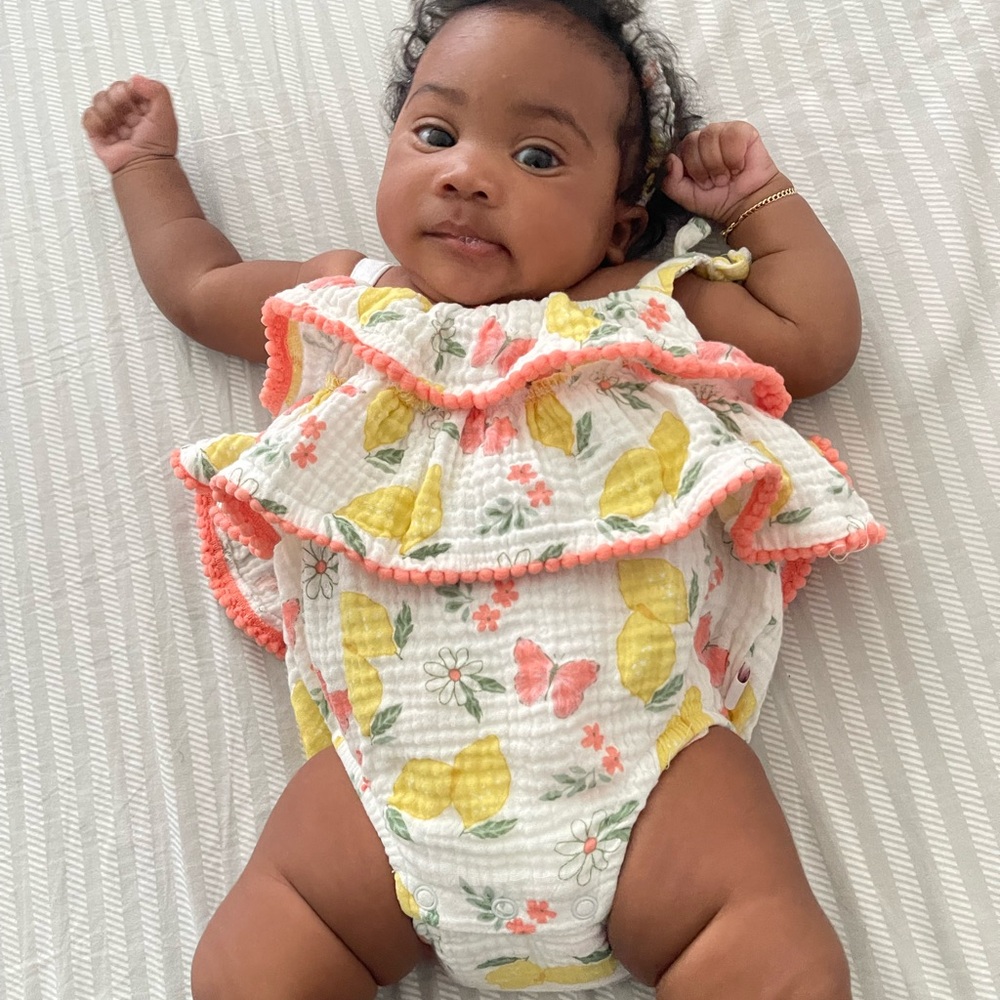 Yellow and Pink Ruffle one piece